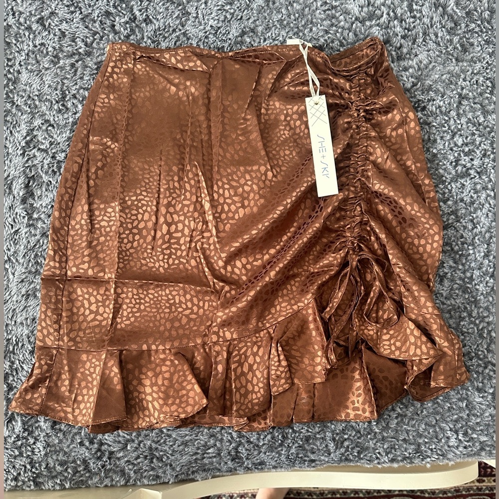 She and Sky Brown Skirt